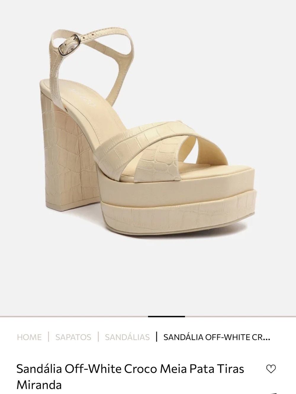 Arezzo Off-White Croco Platform Sandal
